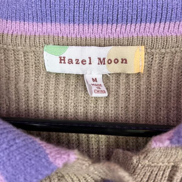 Hazel Moon Womens Sweater Brown Ribbed Cropped Long Sleeve Medium - Picture 5 of 13